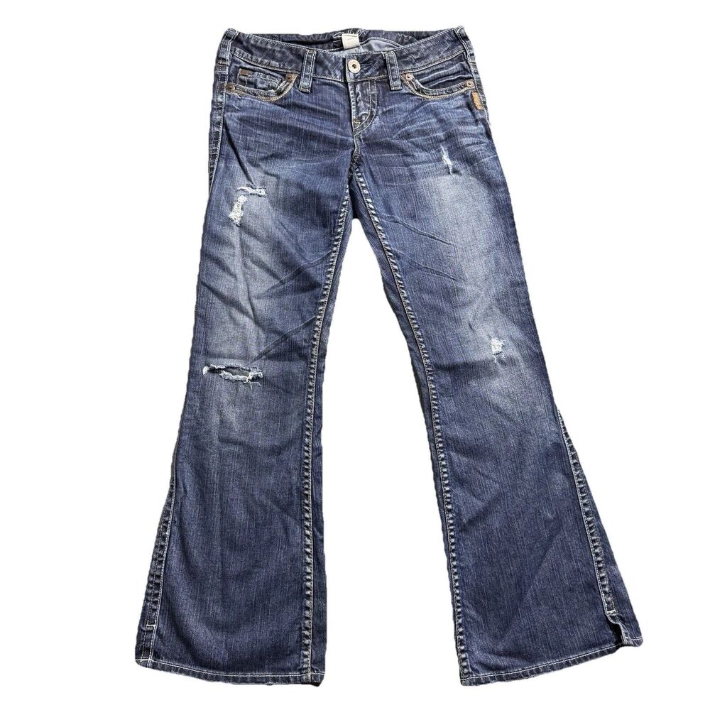 Silver Jeans Frances Womens W27 L29 Bootcut Jeans Low Rise Distressed Y2K EUC